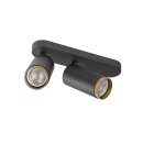 SLV 1009097 GRIP! L SPOT CL double QPAR51 Deckenaufbauleuchte zylindrisch 2 x max. 6 Watt Schwarz / Gold