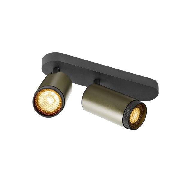 SLV 1009098 GRIP! L SPOT CL double QPAR51 Deckenaufbauleuchte zylindrisch 2 x max. 6 Watt Bronze / Schwarz