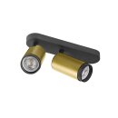 SLV 1009099 GRIP! L SPOT CL double QPAR51 Deckenaufbauleuchte zylindrisch 2 x max. 6 Watt Gold / Schwarz