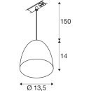 SLV 1009140 PARA CONE 14 Pendelleuchte für 1 Phasen System GU10 Aluminium