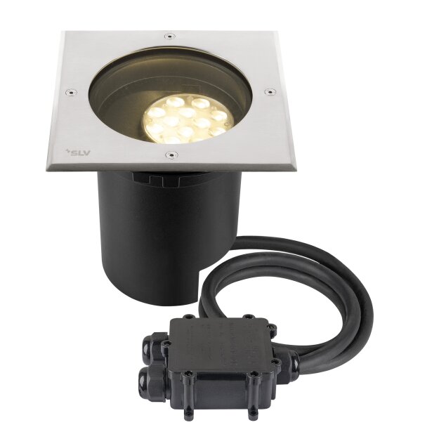 SLV 1009169 DASAR® L Bodeneinbauleuchte asymmetrisch 3000K 70°/40° IP65/IP67 quadratisch Edelstahl / Schwarz