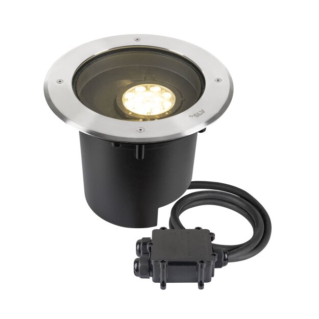 SLV 1009170 DASAR® XL Bodeneinbauleuchte asymmetrisch 3000K 70°/40° IP65/IP67 rund Edelstahl / Schwarz