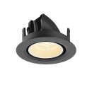 SLV 1010048 NUMINOS® GIMBLE XS Deckeneinbauleuchte 3000 K 40° IP20 rund Schwarz / Weiß