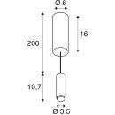 SLV 1010287 LALU® Pendelleuchte LED Base Mix&Match surface mounted canopy Pendellänge 200 cm 2700/3000K 40° PHASE Schwarz