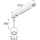 SLV 1010325 DYSKO 1~ Pendelleuchte PHASE Pendellänge 200 cm 2700K 36° Weiß / Schwarz