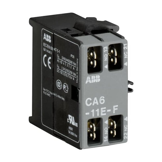 ABB CA6-11E-F Hilfskontaktblock 1S/1Ö für 4-polige B(C)6 B(C)7 Kleinschütze Steckanschluss seitlich anbaubar BC7-40-00-F GJL1201318R0002
