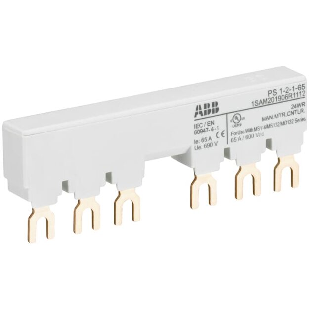 ABB PS1-2-1-65 3-Phasen-Sammelschiene für 2 MS116 / MS132 mit 1 HK/SK Ie=65A 1SAM201906R1112
