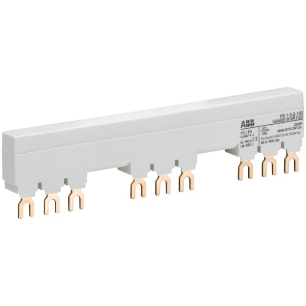 ABB PS1-3-2-100 3-Phasen-Sammelschiene für 3 MS116 / MS132 mit 2 HK/SK Ie=100A 1SAM201916R1123