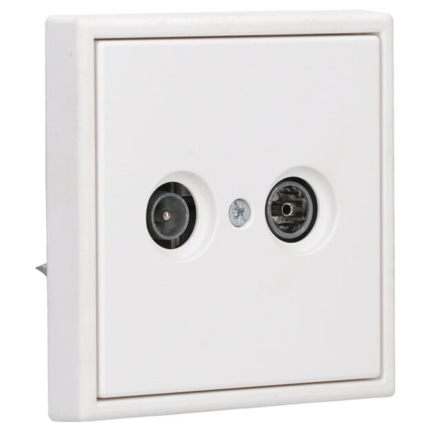 JUNG Serie LS Komplett-Set Schneeweiß Matt: Antennensteckdose EDU 04 F + LS990TVWWM Abdeckung f. Antennen-Steckdose + LS981WWM Rahmen 1fach