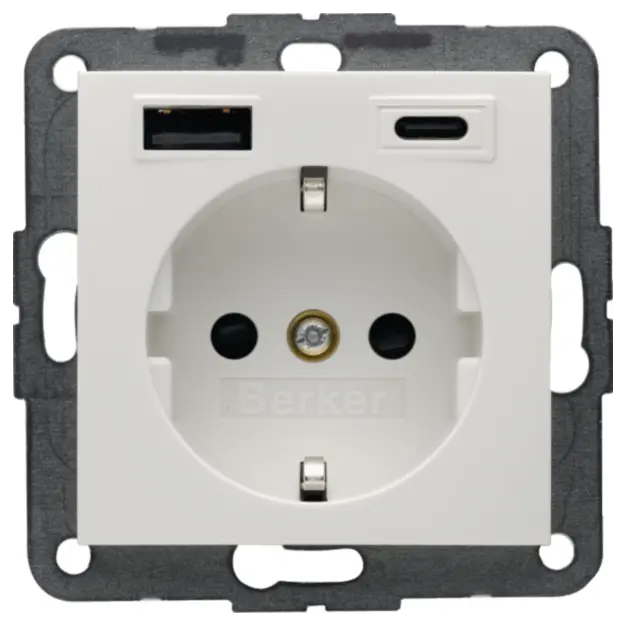 Berker 48148989 Steckdose SCHUKO/USB AC 20W PD S1 Polarweiß glänzend