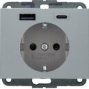 Berker 48147003 Steckdose SCHUKO/USB AC 20W PD Kx Alu matt