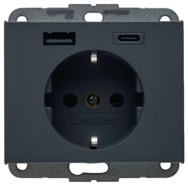 Berker 48147006 Steckdose SCHUKO/USB AC 20W PD Kx Anthrazit matt