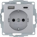 Berker 48141404 Steckdose SCHUKO/USB AC 20W PD B3 alu matt