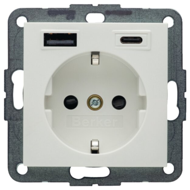 Berker 48141909 Steckdose SCHUKO/USB AC 20W PD S1 Polarweiß matt