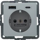 Berker 48146084 Steckdose SCHUKO/USB AC 20W PD Qx alu samt