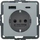Berker 48146084 Steckdose SCHUKO/USB AC 20W PD Qx alu samt