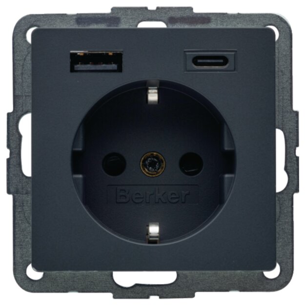 Berker 48146086 Steckdose SCHUKO/USB AC 20W PD Qx ant samt