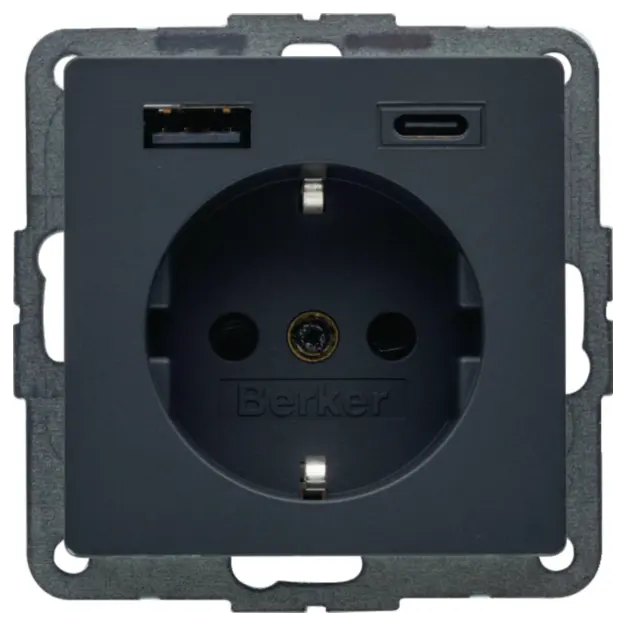 Berker 48146086 Steckdose SCHUKO/USB AC 20W PD Qx ant samt