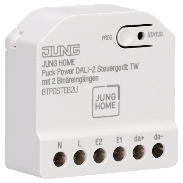 JUNG HOME BTPDSTEB2U Puck Power DALI-2 Steuergerät Tunable White – DALI Dimmer mit 2 Binäreingängen Bluetooth