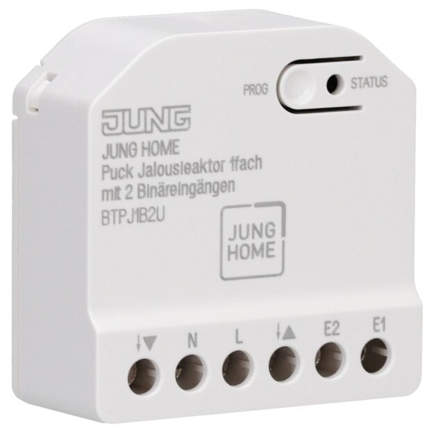 JUNG HOME Puck Jalousieaktor 1fach BTPJ1B2U – für Rollläden, Jalousien & Markisen, Bluetooth Mesh, 2 Binäreingänge