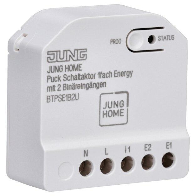 JUNG HOME BTPSE1B2U Puck Schaltaktor Energy 1fach Unterputz – Energiemessung & 2 Binäreingänge