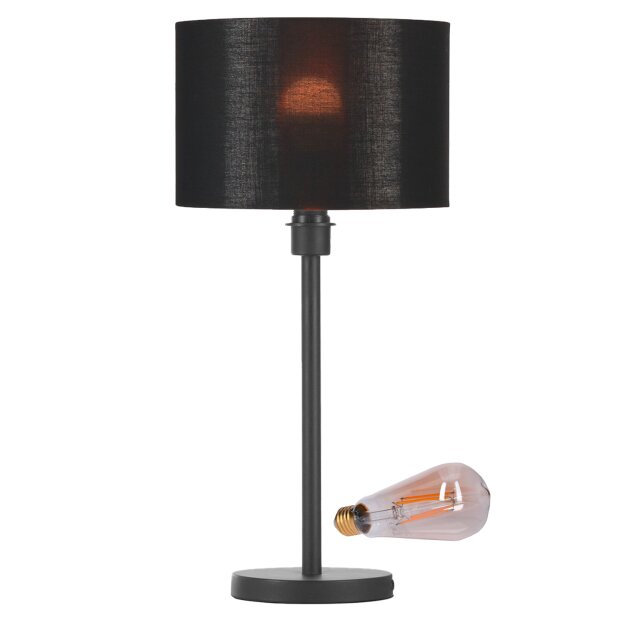 SLV Set Tischleuchte FENDA 155780 Leuchtenfuß FENDA TL-2 schwarz 1005265 ST64 E27 LED Leuchtmittel Gold 7,5W 2500K CRI90 320° 14,5cm 155592 Schirm FENDA D300/H200 Schwarz/Kupfer
