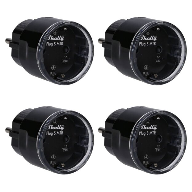 4x Shelly PLUG S GEN3 Black smarte Steckdose 220-230V 8MB Speicher WLAN Bluetooth – 2500W