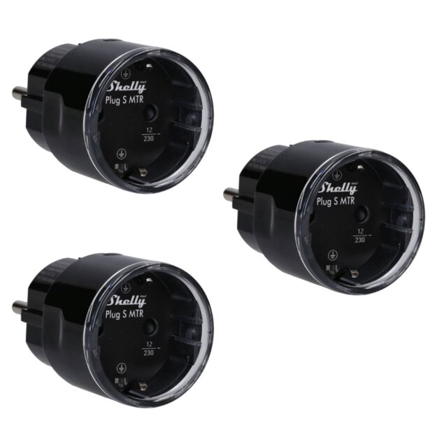 3x Shelly PLUG S GEN3 Black smarte Steckdose 220-230V 8MB Speicher WLAN Bluetooth – 2500W