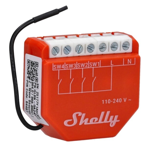 Shelly Wave i4 LR – 4-Kanal Z-Wave Eingangsmodul 110-240 V AC