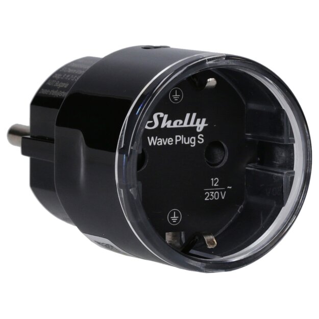 Shelly Wave Plug S Black LR – Z-Wave Steckdose mit Energiemessung und Long-Range-Unterstützung