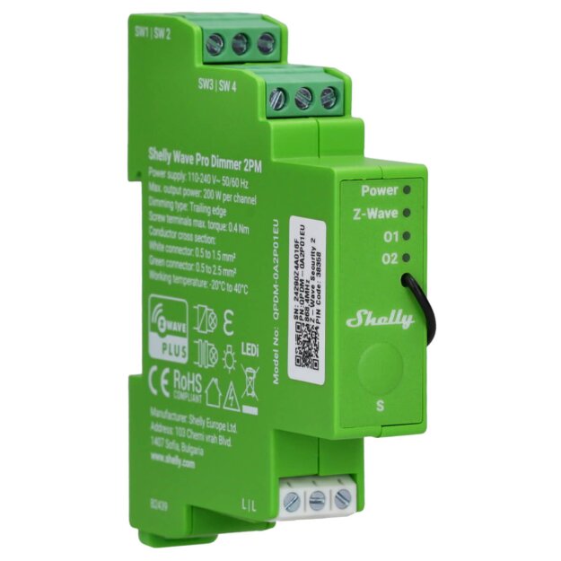 Shelly Wave Pro Dimmer 2PM – Professioneller 2-Kanal Z-Wave Dimmer mit Leistungsmessung