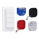 Shelly Set Smartes Garagentor – 3-Set aus BLU Button1 (3er Schlüsselanhänger), BLU RC Button 4 und Shelly 1 Gen4