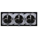 JUNG A IP 44 Set Schwarz: 3x A1520KLSW SCHUKO Steckdose mit Klappdeckel + 3x 551WU Dichtungsflansch + A5583BFSW 3-fach Rahmen