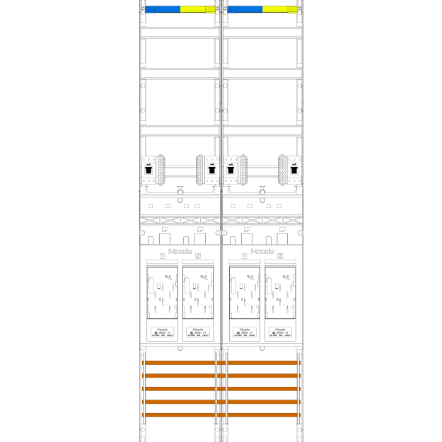 F-Tronic 7143116 Zählerfeld E219-HSS 2-feldrig H=1350mm 4-eHZ 4 HSS E219-HSS
