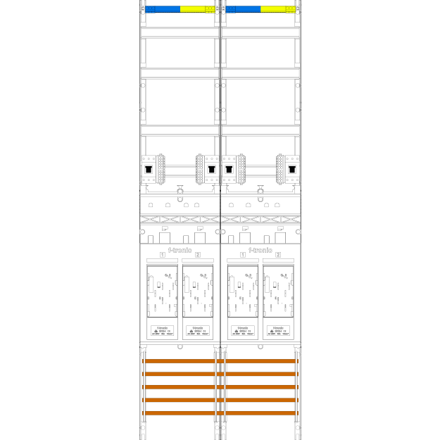 F-Tronic 7143066 Zählerfeld 2-feldrig H=1350mm 4-eHZ 4 HSP E219-HSP