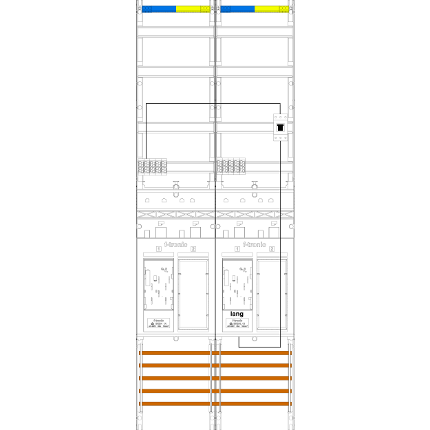 F-Tronic 7143023 Zählerfeld 2-feldrig H=1350mm 2-eHZ Kaskade 1 HSP 2 Reserveplätze ER29L-PV