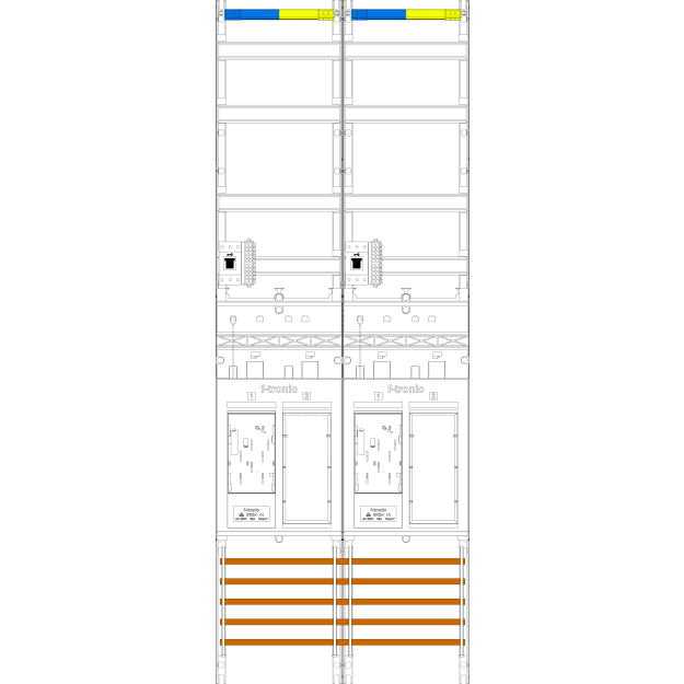 F-Tronic 7143252 Zählerfeld H=1350mm 2-feldrig 2-eHZ mit DS 2 HSS 2 Reserveplätze ER29DS-HSS