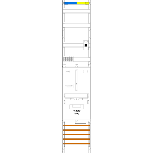 F-Tronic 7143332 Zählerfeld H=1350mm 1-feldrig 1-3.HZ 16mm² Kaskade 1 HSP Verteilerfeld 2 VZ6-16L-PV