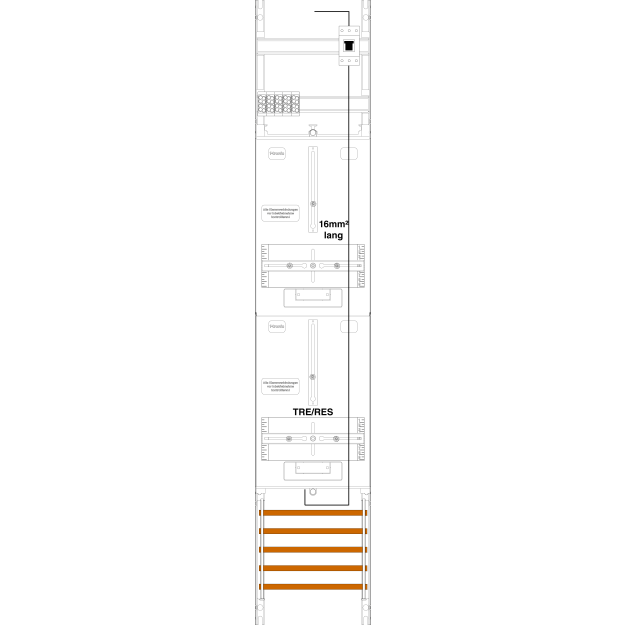 F-Tronic 7143334 Zählerfeld H=1350mm 1-feldrig 1-3.HZ 16mm² Kaskade 1 HSP 1 TRE ZR6-16L-PV