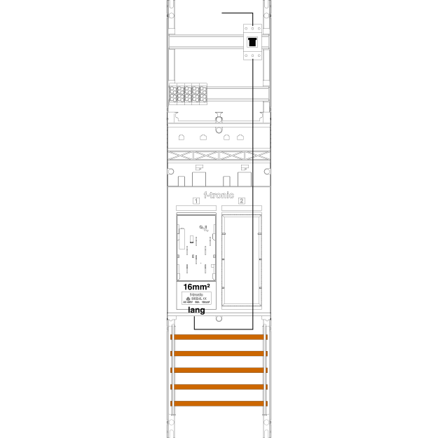 F-Tronic 7141028 Zählerfeld 1-feldrig H=1050mm 1-eHZ 16mm² Kaskade 1 HSP 1 Reserveplatz ER6-16L-PV