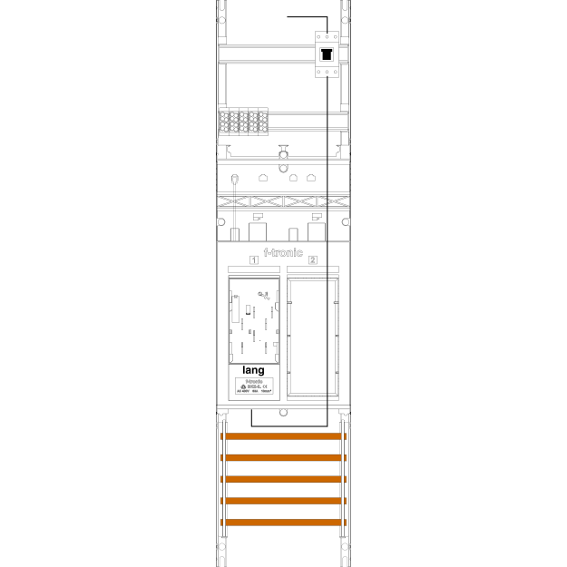 F-Tronic 7141176 Zählerfeld 1-feldrig H=1050mm 1-eHZ mit DS Kaskade 1 HSP 1 Reserveplatz ER6LDS-PV