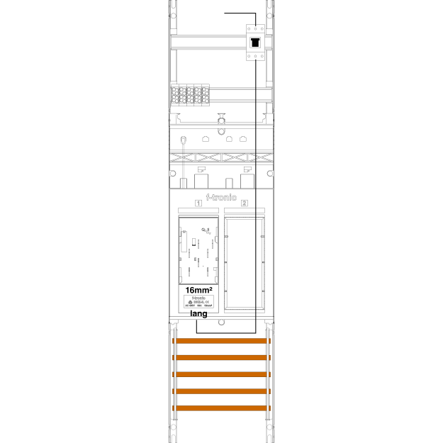 F-Tronic 7141178 Zählerfeld 1-feldrig H=1050mm 1-eHZ 16mm² mit DS Kaskade 1 HSP 1 Reserveplatz ER6DS-16L-PV