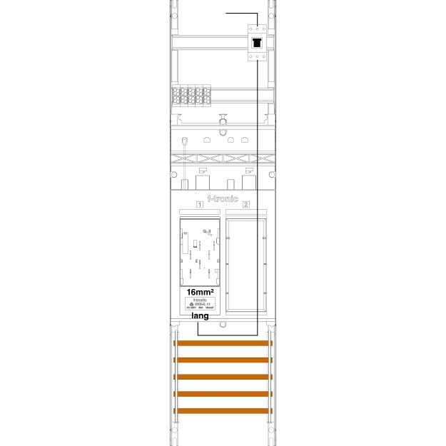 F-Tronic 7141178 Zählerfeld ER6DS-16L-PV 1-feldrig H=1050mm 1-eHZ 16mm² mit DS Kaskade 1 HSP 1 Res. ER6DS-16L-PV