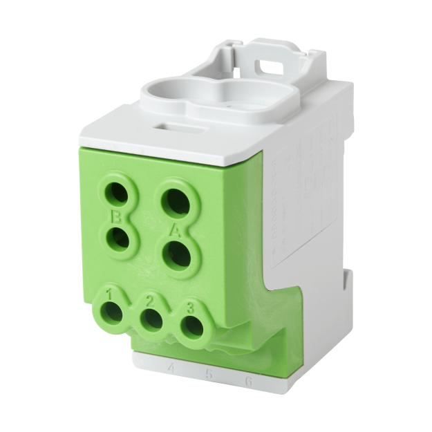 F-Tronic 7730047 Unterverteilungsblock 200A 1polig gn/ge CU/AL 1x70mm²+1x35mm²+6x16mm² UVB200ALUgn