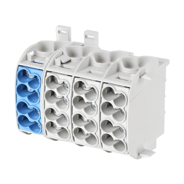 F-Tronic 7730019 Hauptleitungsabzweigklemme 25mm² 4polig CU/AL / HLAK4p25ALUgrbl Grau/Blau