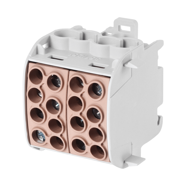 F-Tronic 7730031 Hauptleitungsabzweigklemme 35mm² 1polig CU/AL Doppelblock HLAK1p35DALUbr Braun