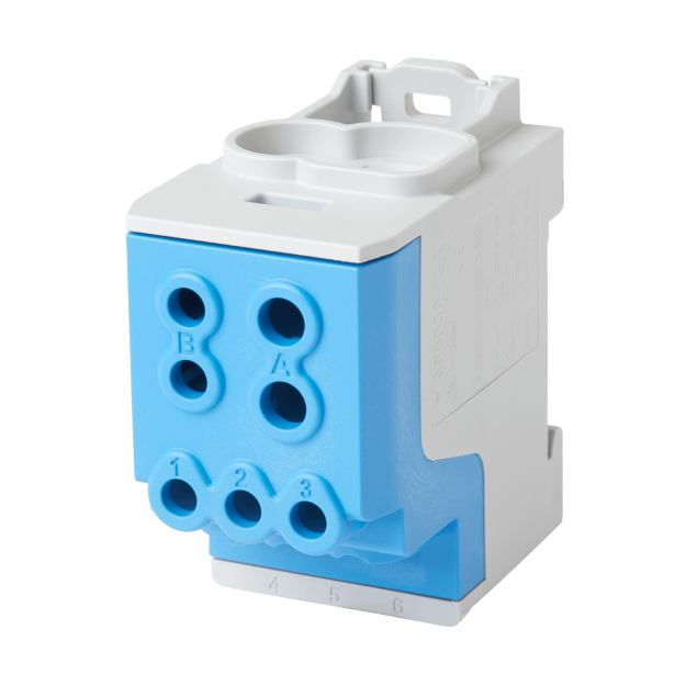 F-Tronic 7730046 Unterverteilungsblock 200A 1polig CU/AL 1x70mm²+1x35mm²+6x16mm² UVB200ALUbl Blau