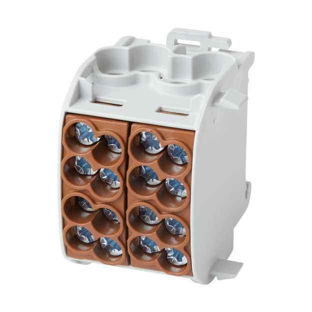 F-Tronic 7730008 Hauptleitungsabzweigklemme 25mm² 1polig CU Doppelblock HLAK1p25Dbr Braun