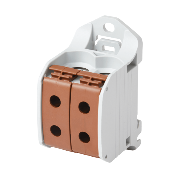 F-Tronic 7730061 Reihenklemme 50mm² 1polig 4 Anschlüsse CU/AL RKA50-1-4br Braun