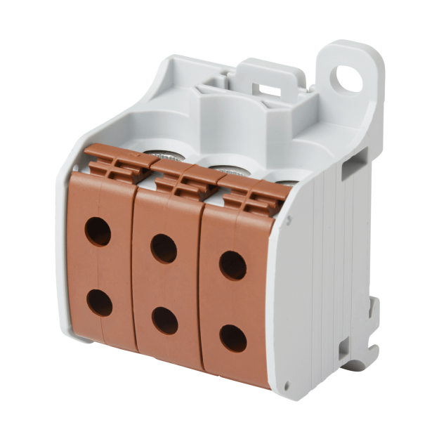 F-Tronic 7730066 Reihenklemme 50mm² 1polig 6 Anschlüsse CU/AL RKA50-1-6br Braun